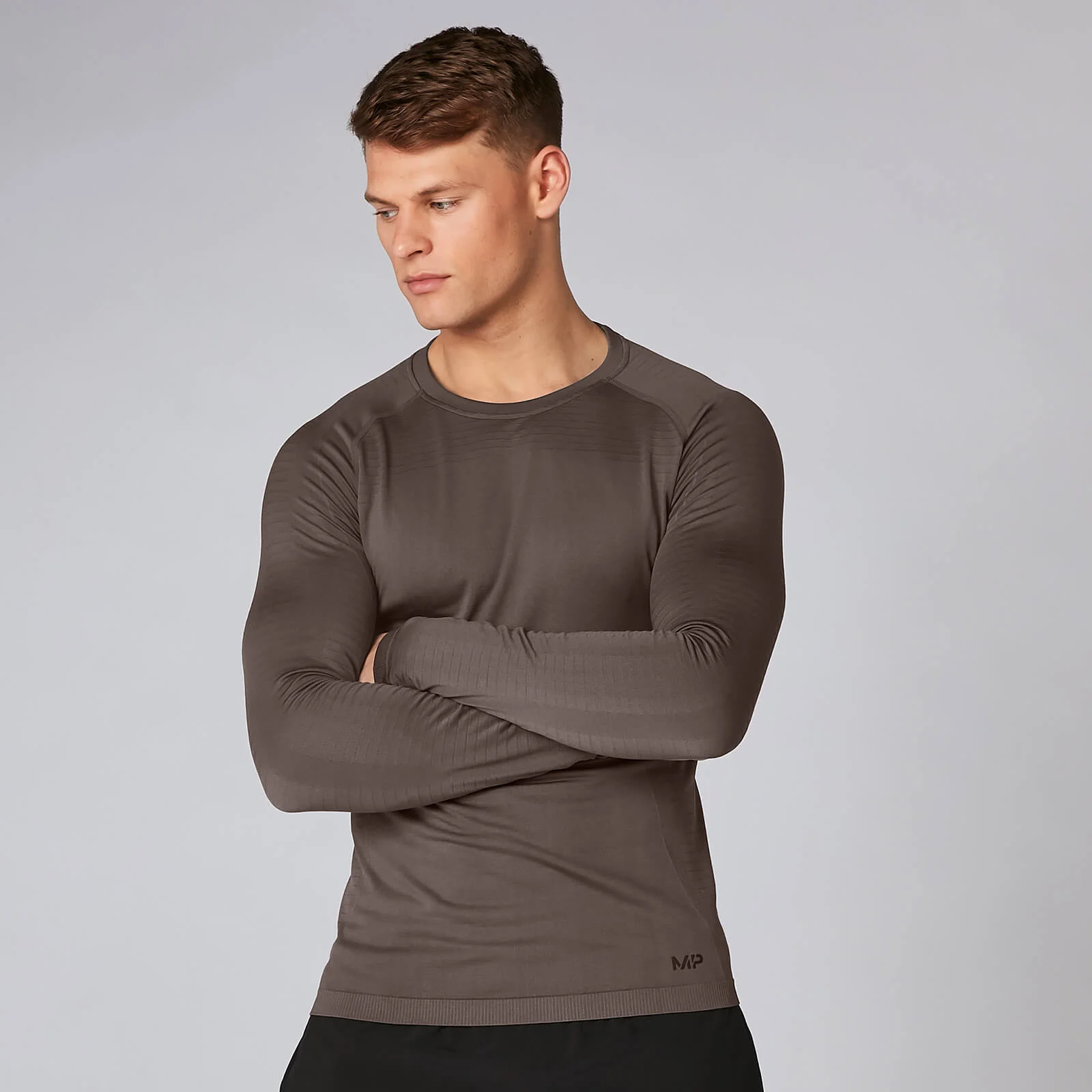 MP Men's Elite Seamless Long Sleeve Top - Driftwood - XS Fotografija 1