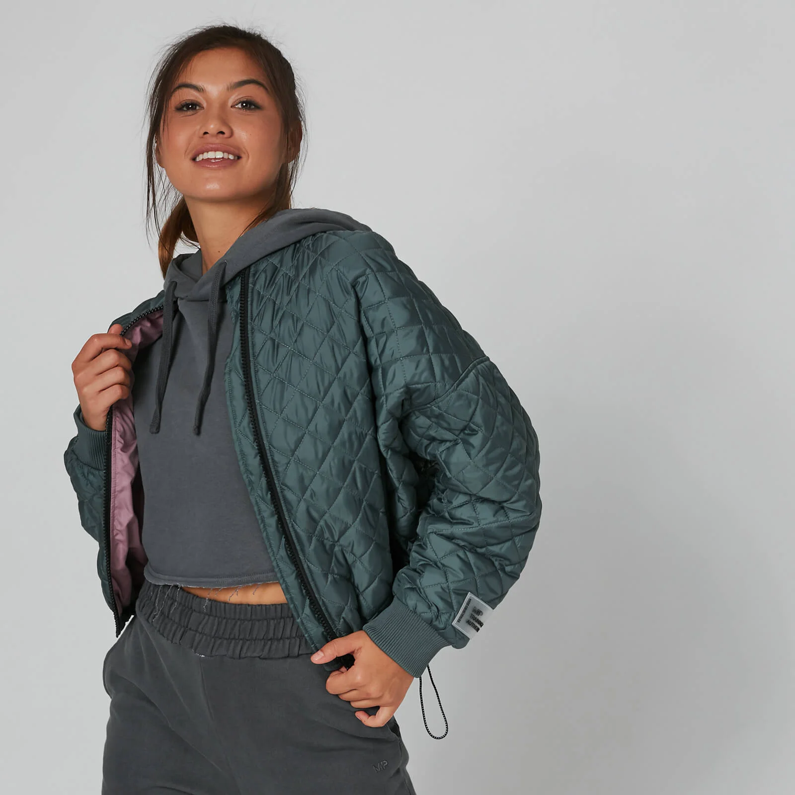 Oversized Quilted Bomber jakna - Siva - XS Fotografija 1
