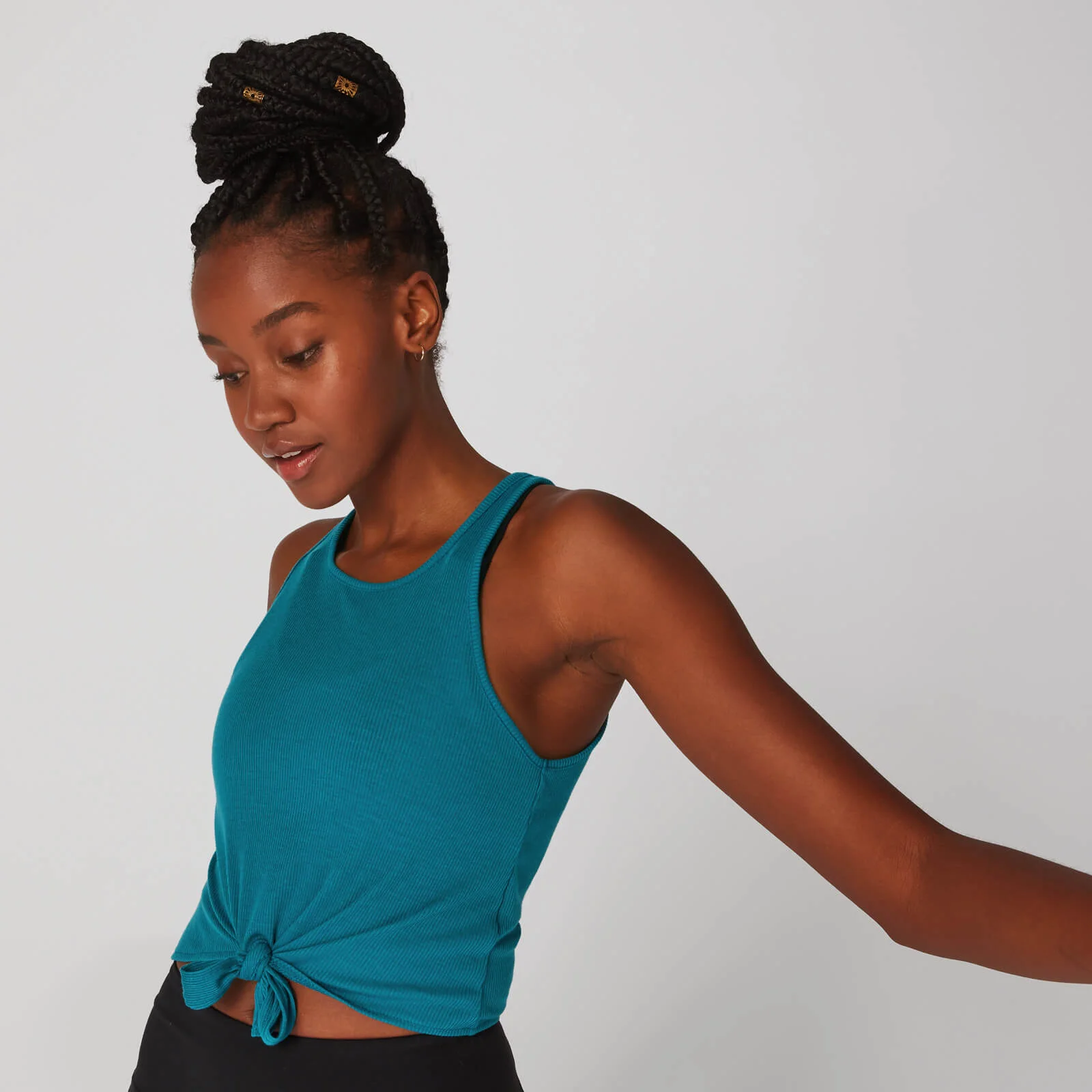 MP Women's Rib Tie Front Vest - Lagoon - XS Fotografija 1