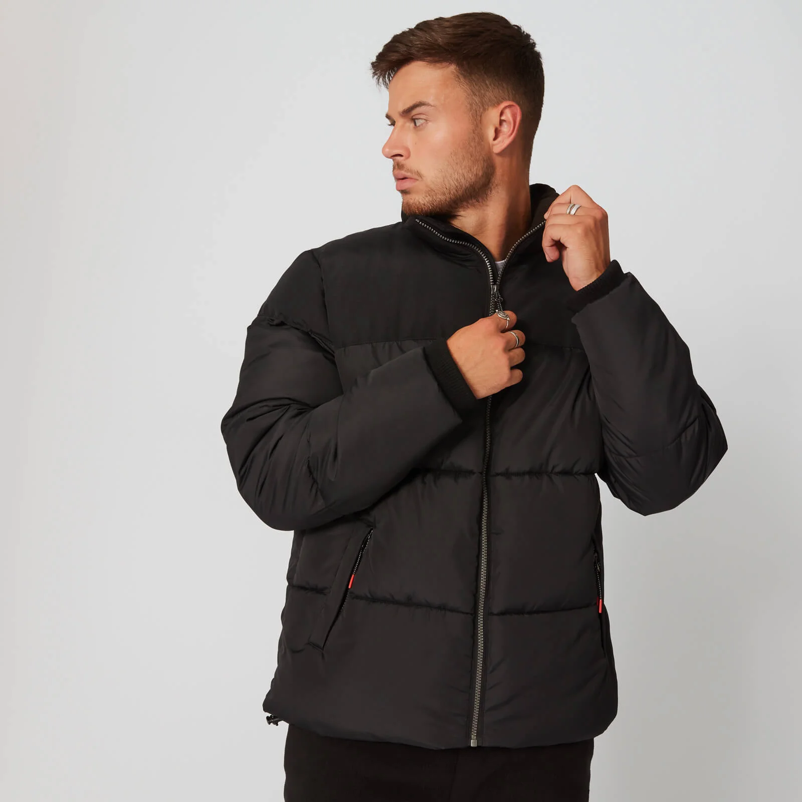 MP Men's Fabric Mix Puffer Jacket - Black - XS Fotografija 1