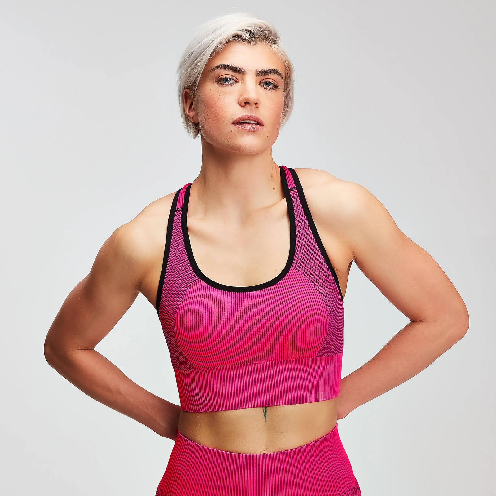 MP Women's Contrast Seamless Sports Bra - Super Pink - XS Fotografija 1