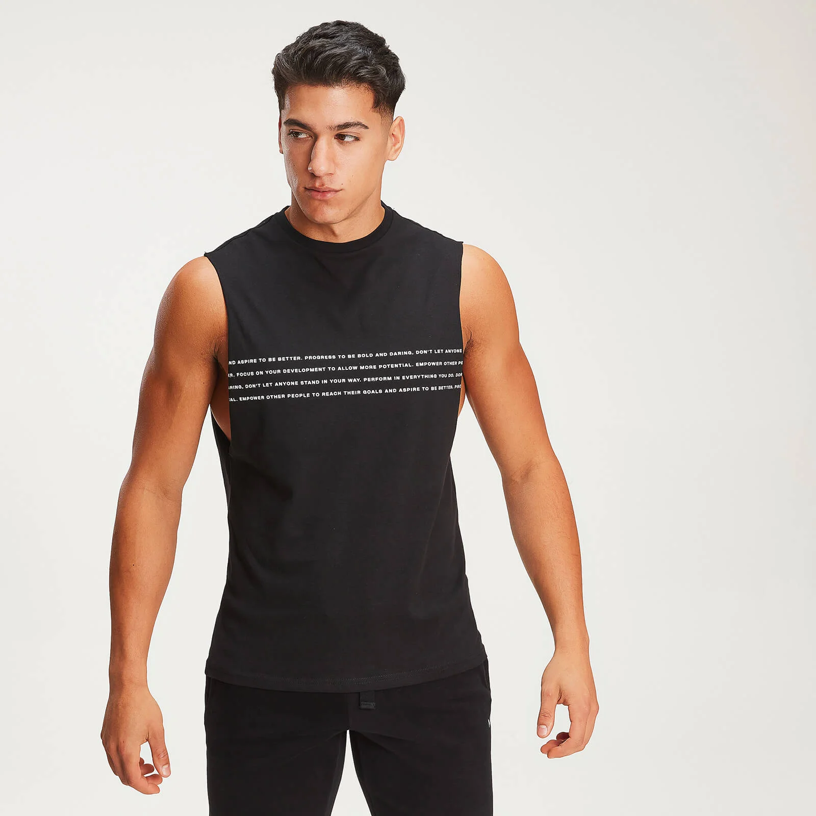 MP Men's Rest Day Slogan Drop Armhole Tank - Black - XS Fotografija 1