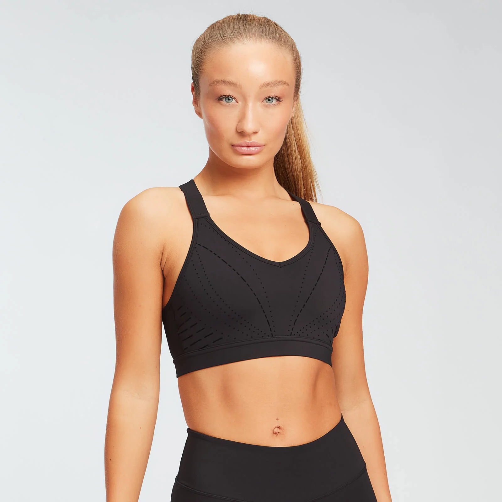 MP ženski grudnjak s geometrijskim otiskom – crni - XS Fotografija 1