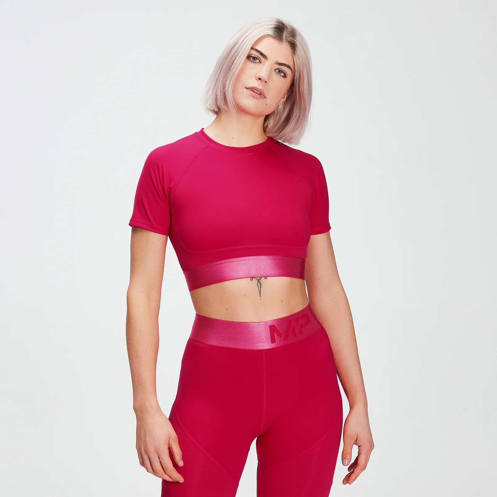 MP Women's Adapt Textured Crop Top- Virtual Pink - XXS Fotografija 1