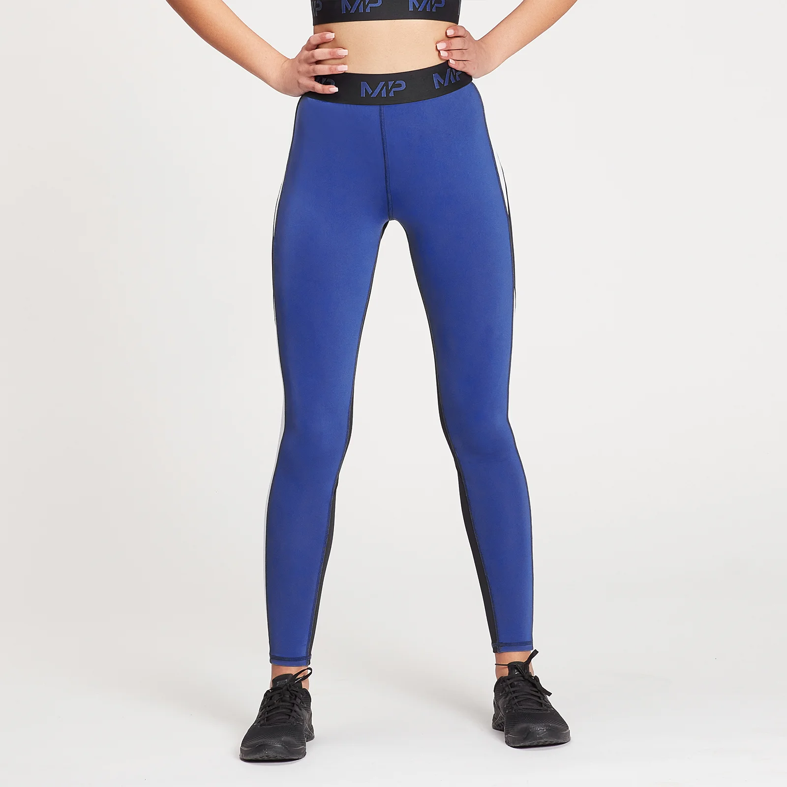 MP Women's Engage Colour Block Leggings - Black / White / Cobalt - XXS Fotografija 1