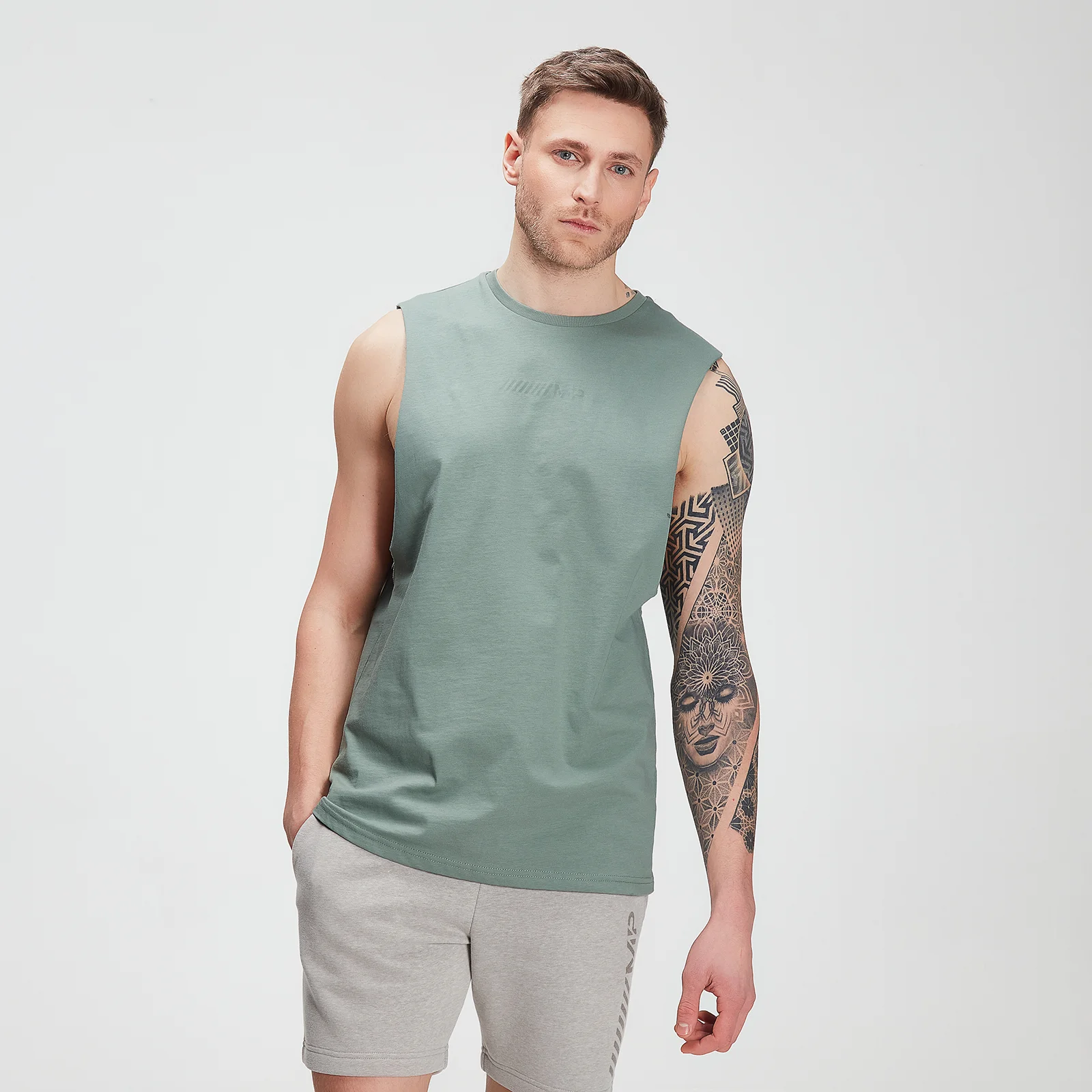 MP Men's Tonal Graphic Tank – Washed Green - XXS Fotografija 1