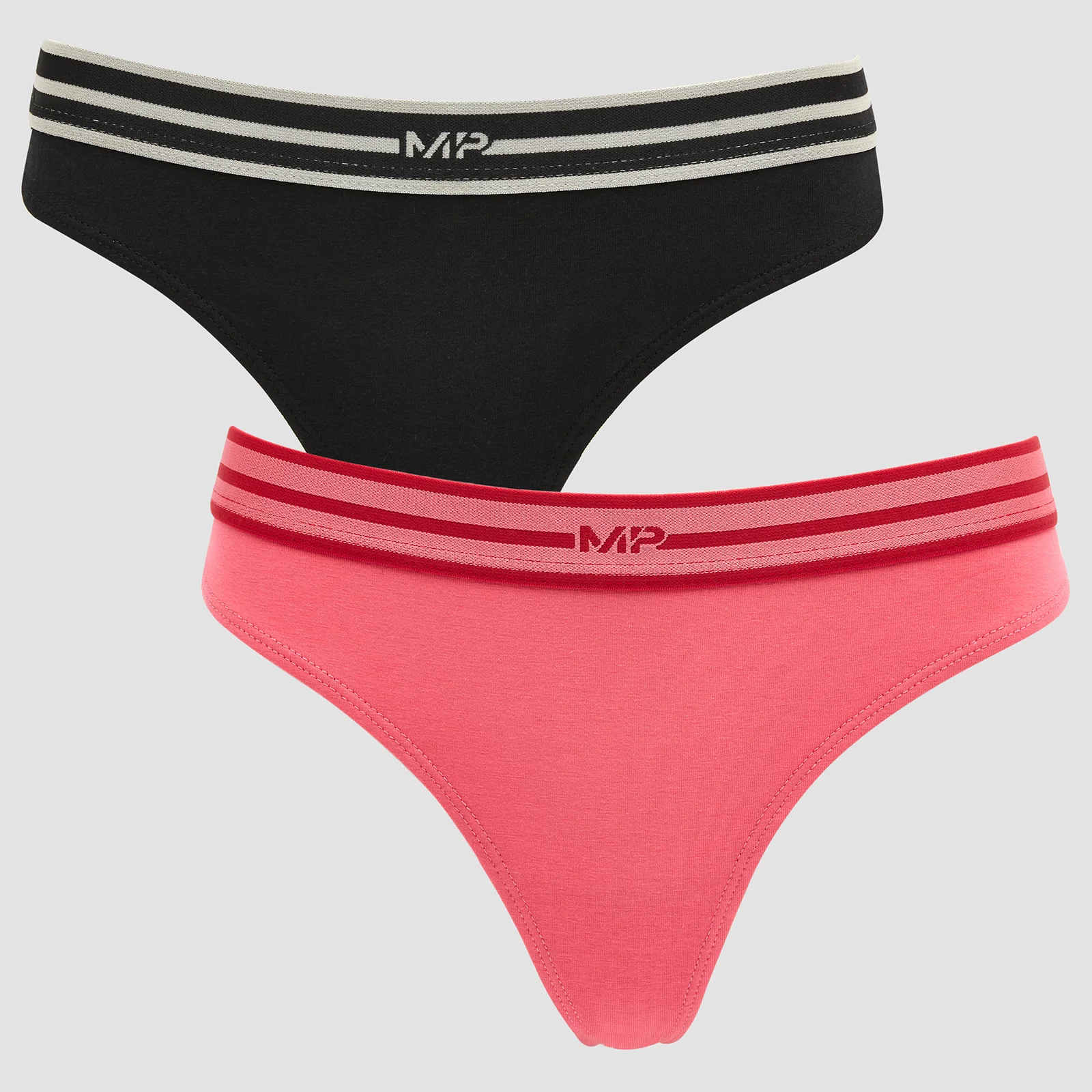 MP Women's Limited Edition Impact Essentials Thong (2 Pack) - Black/Pink - XXS Fotografija 1