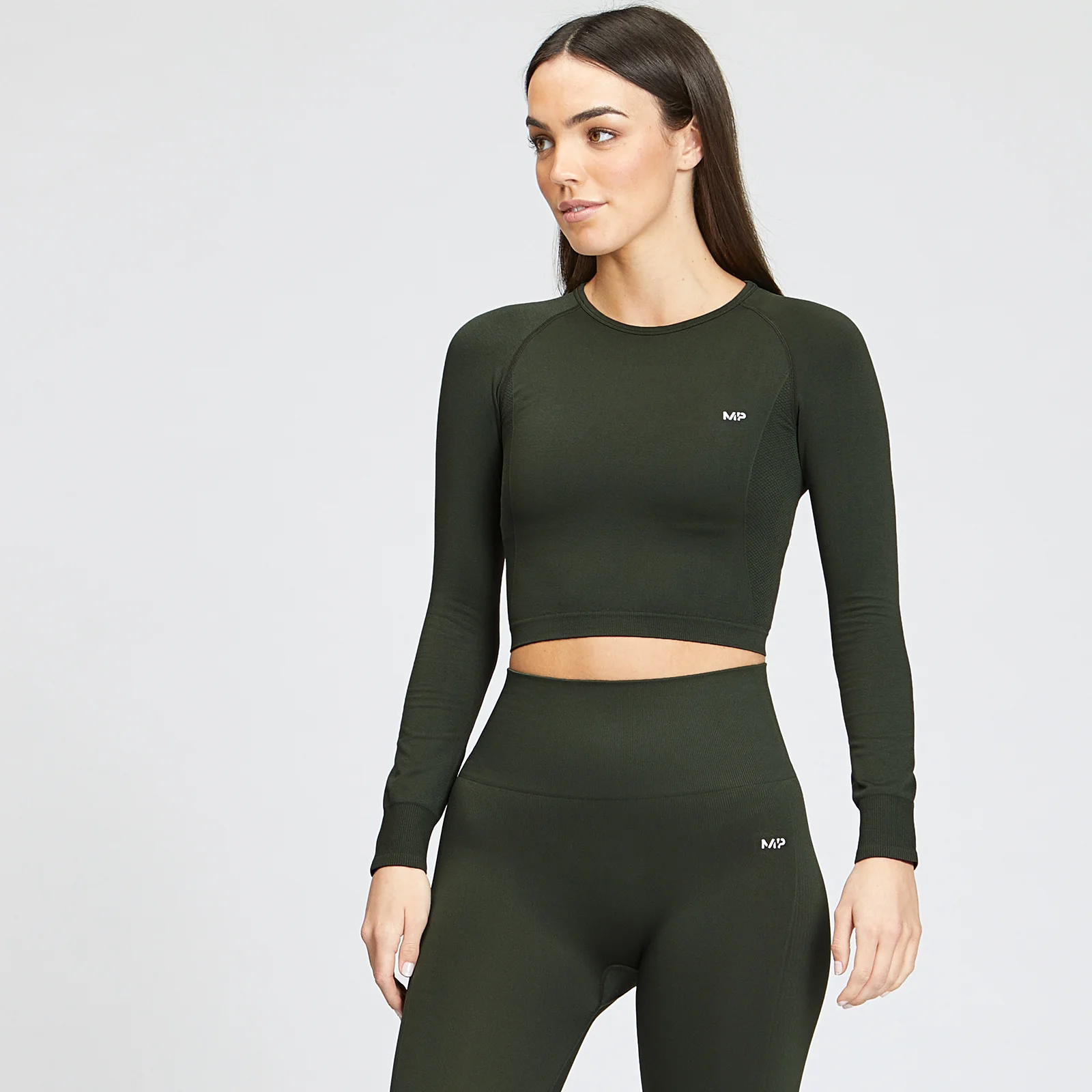 MP Women's Shape Seamless Long Sleeve Crop Top - Vine Leaf - XXS Fotografija 1