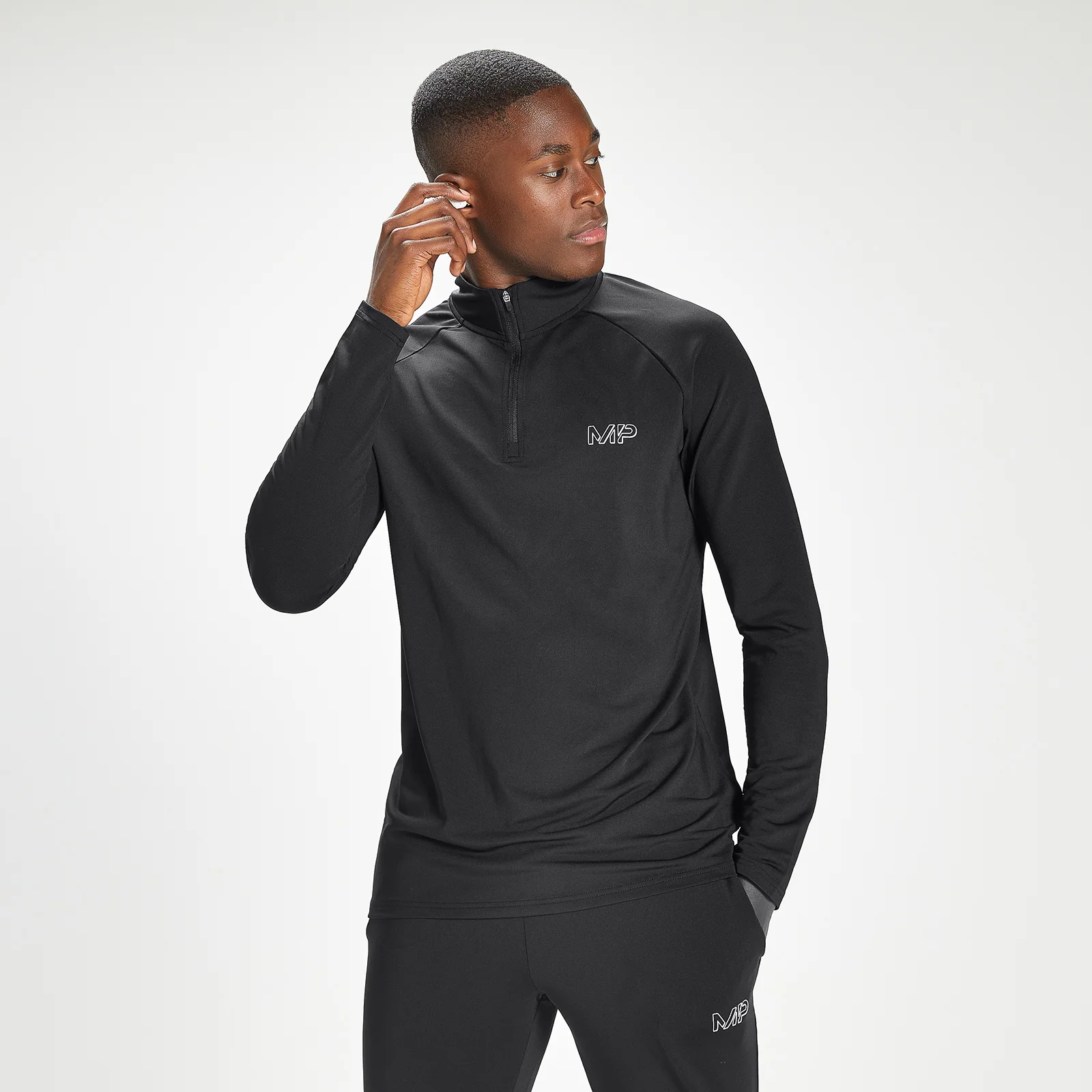 MP muška majica za trening s patentnim zatvaračem 1/4 Infinity Mark Graphic – crna - XXS Fotografija 1