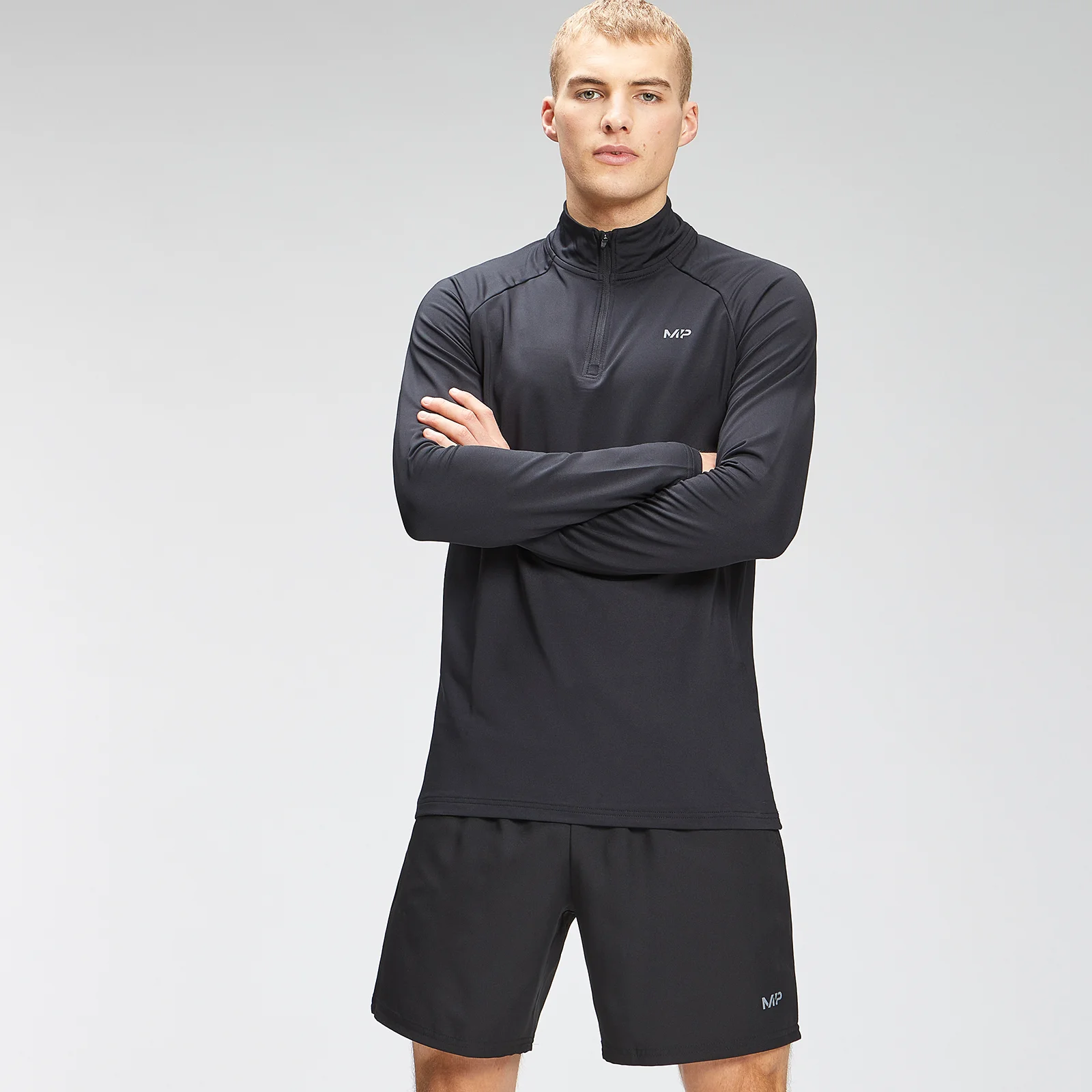 Grafički trening ponavljanja MP za muškarce 1/4 Zip - crna - XXS Fotografija 1