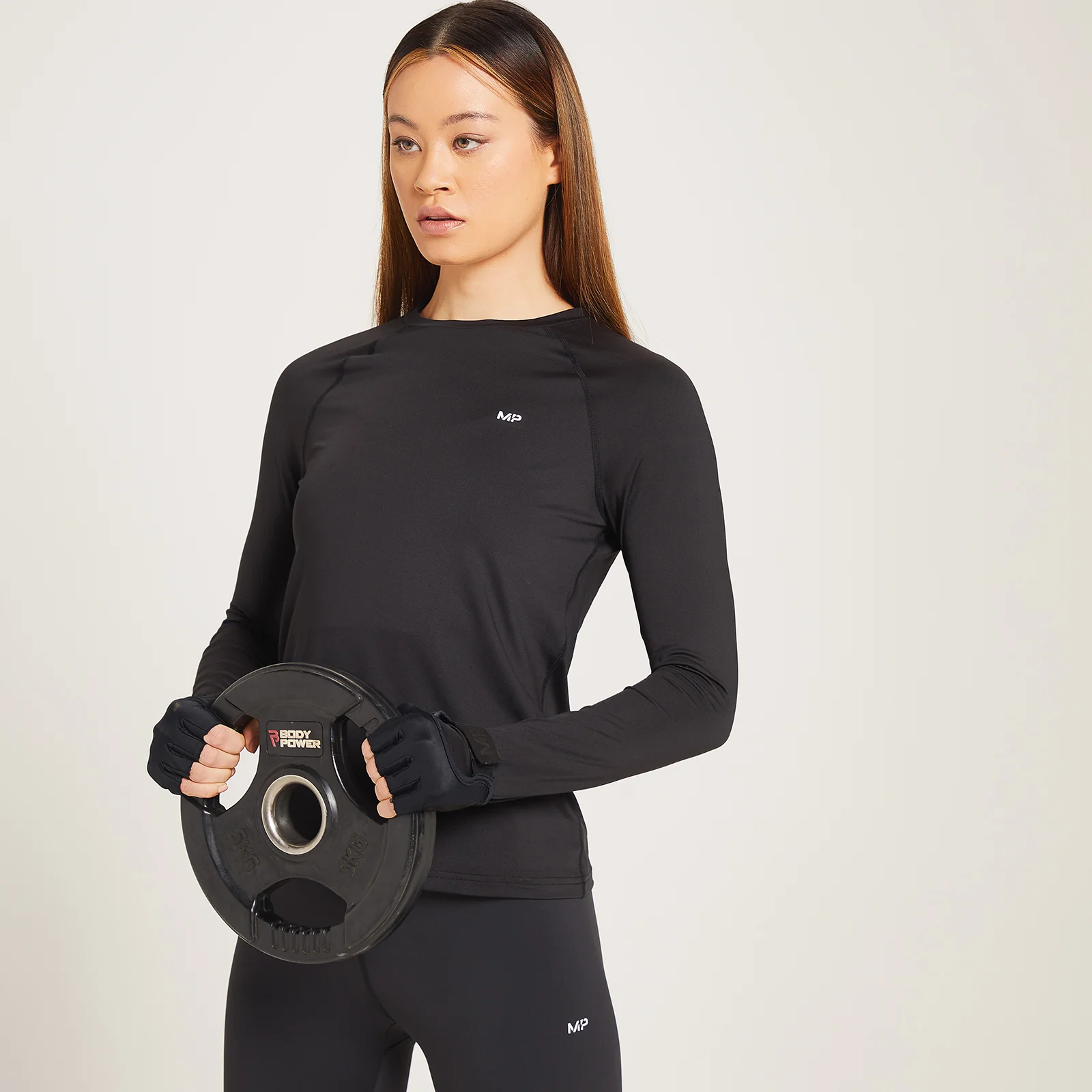 MP ženska majica za trening dugih rukava Linear Mark – crna - XXS Fotografija 1