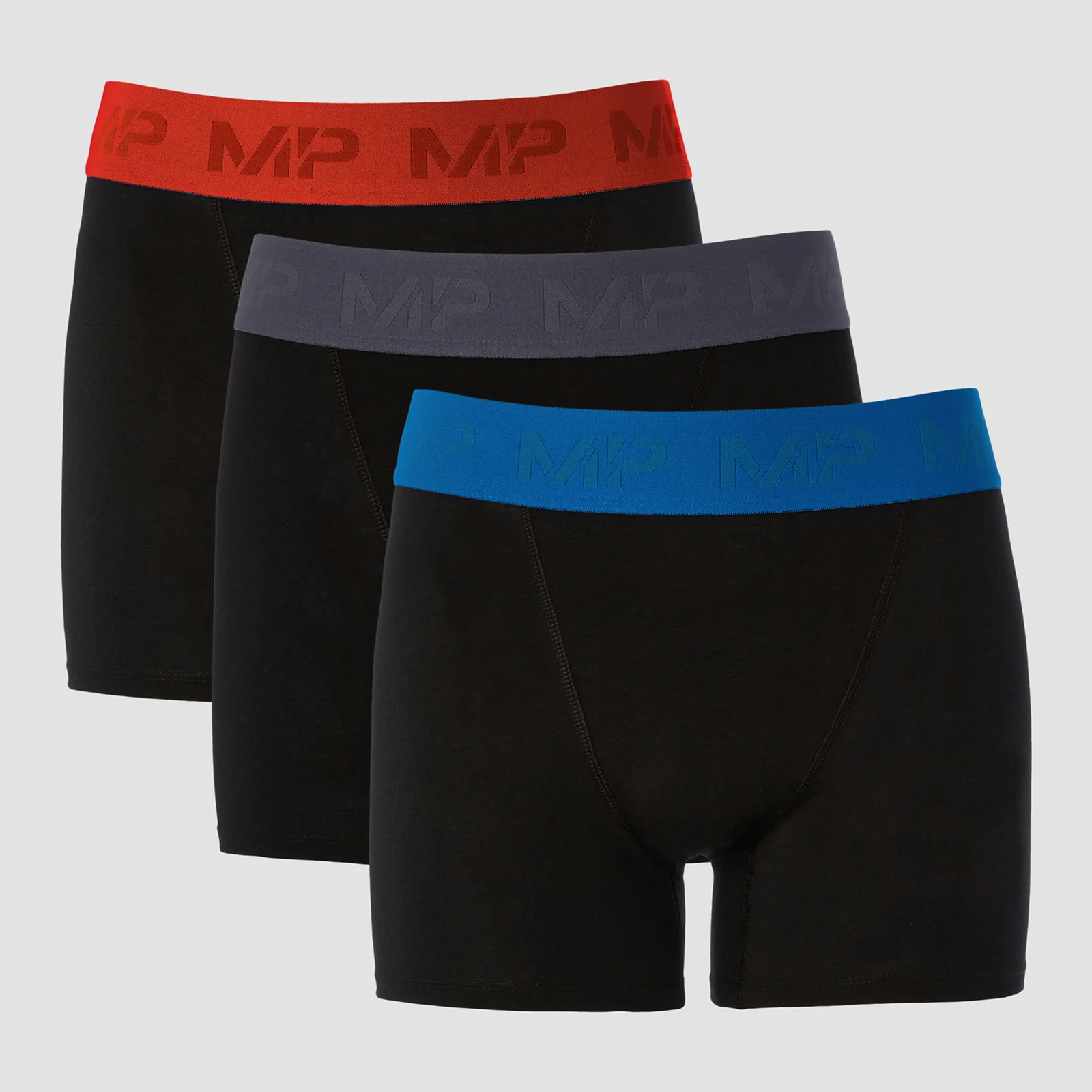 MP Men's Coloured Waistband Boxers (3 Pack) - Black/Graphite/True Blue/Fire - XXS Fotografija 1