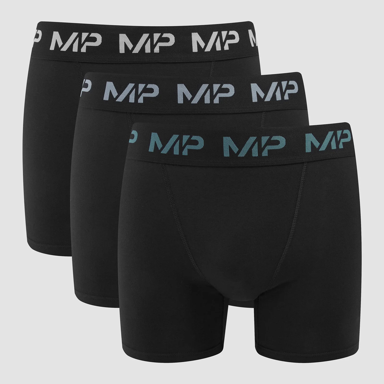 MP muške bokserice u boji s logotipom (3 pakiranja) Crna/Sivo plava/Šljunčano plava/Sumrak siva - XXS Fotografija 1