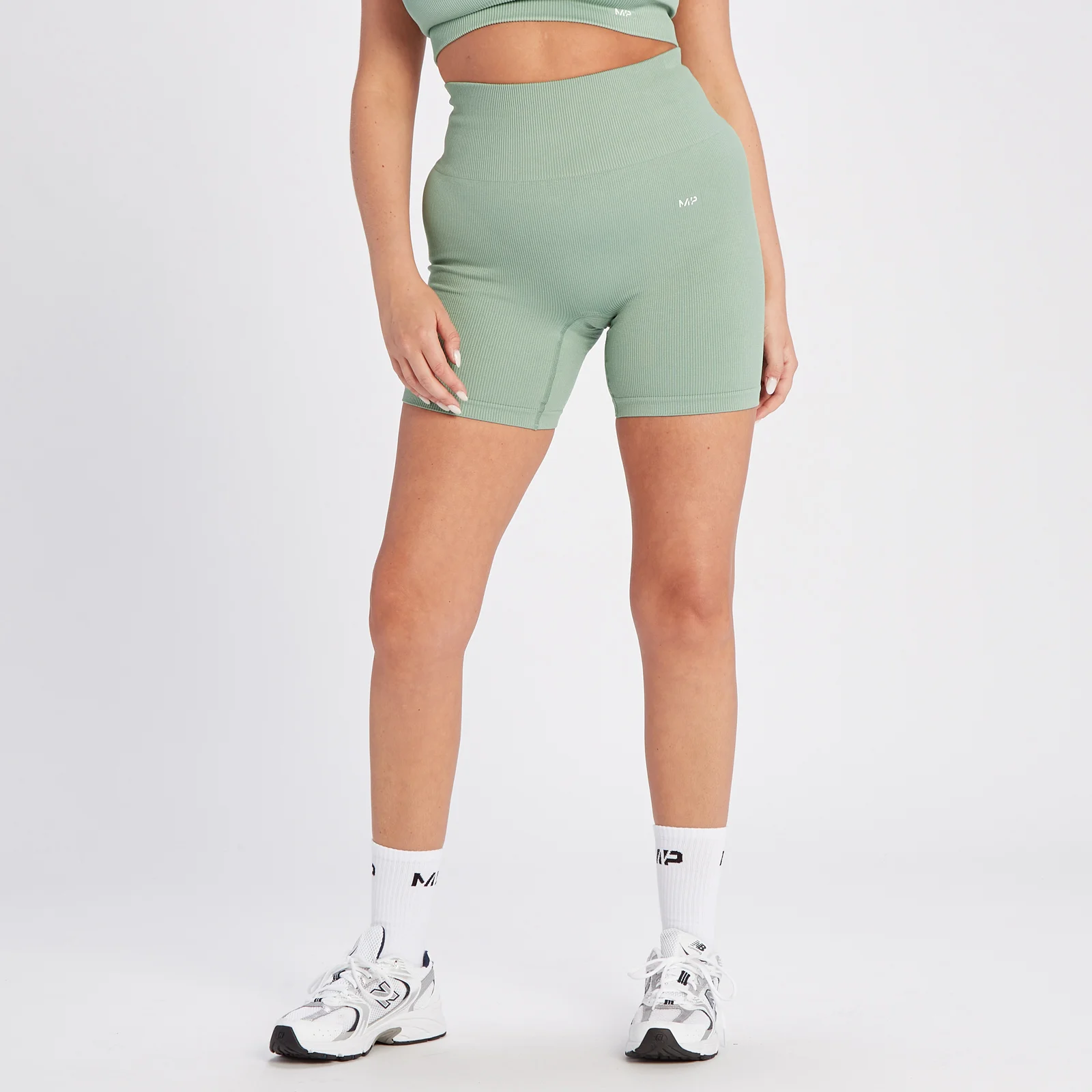 MP Women's Tempo Rib Seamless Shorts - Sage Grey - XS Fotografija 1