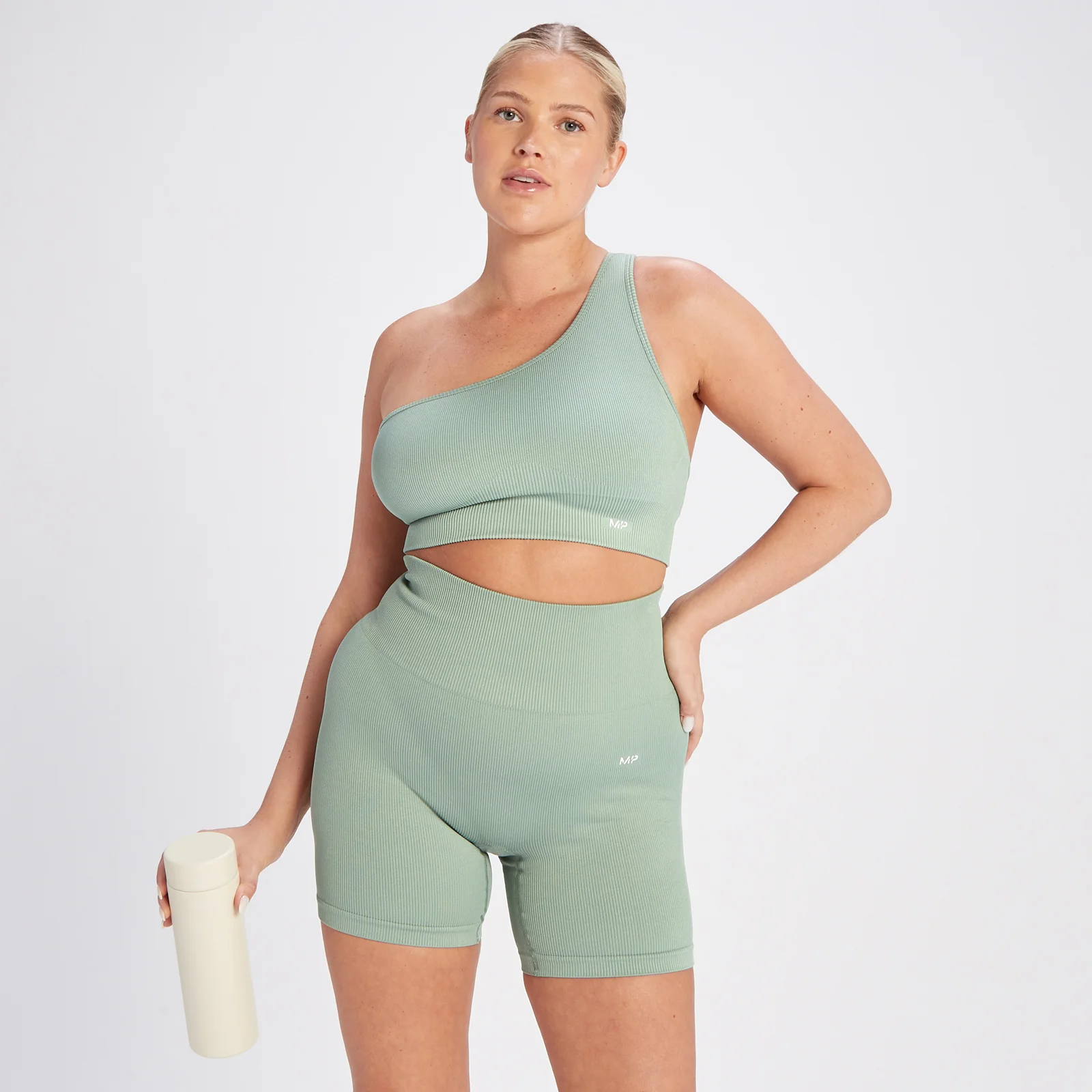 MP Women's Tempo Rib Seamless Asymetric Bra - Sage Green - XS Fotografija 1