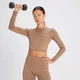MP ženska majica bez šavova dugih rukava Crop Shape – karamela