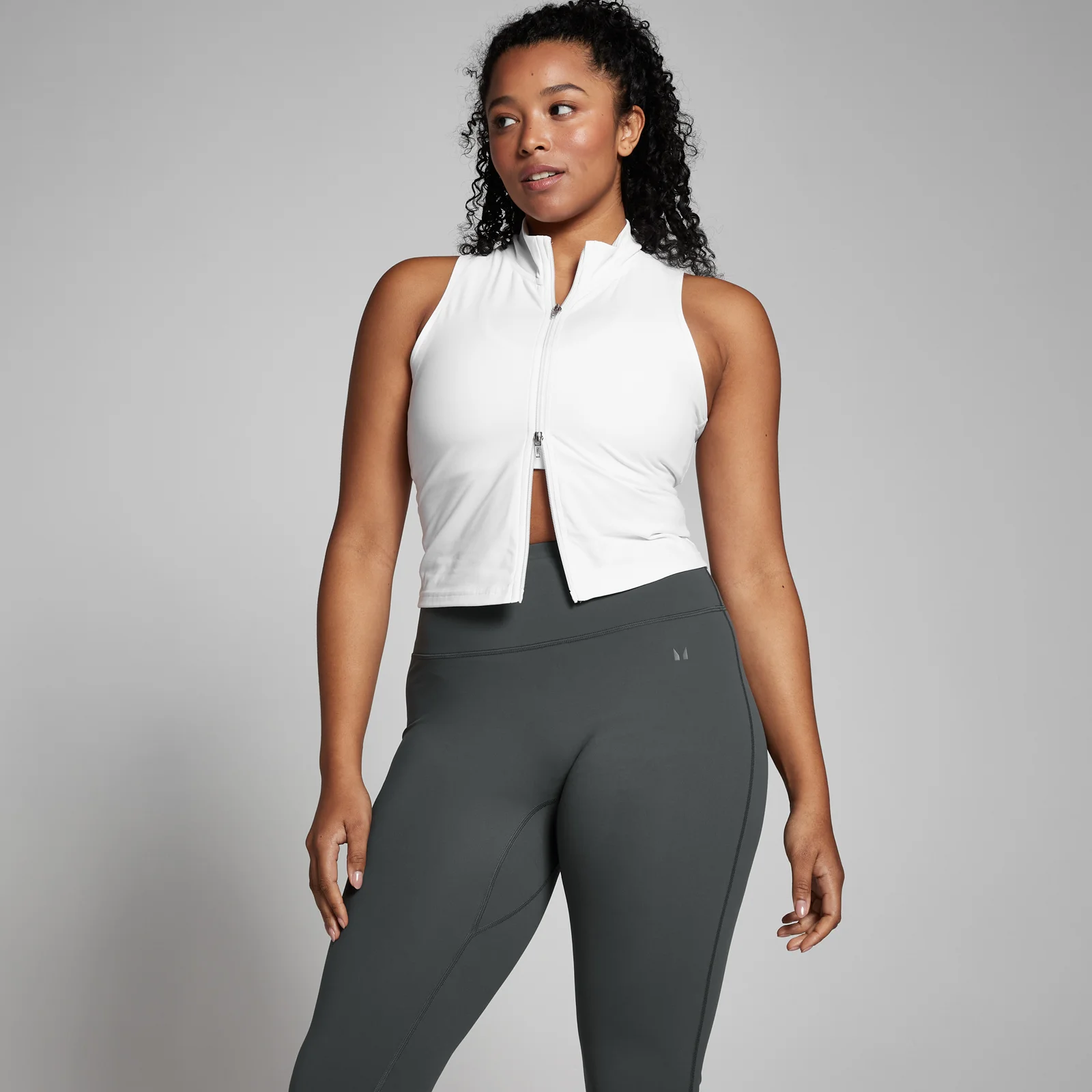 MP ženska majica bez rukava s patentnim zatvaračem Tempo – bijela - XS Fotografija 1