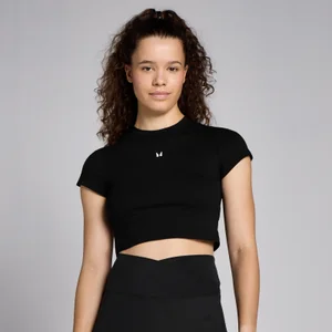 MP Women's Basic Body Fit Short Sleeve Crop T-Shirt - Black - Size XL
