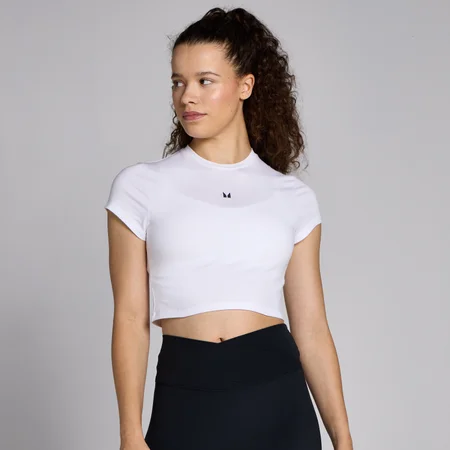 MP ženski top Basics crop body fit – bijeli