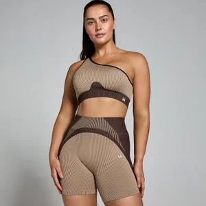 MP ženski bešavni rebrasti sportski grudnjak Contrast – kašmir/espresso - Size XL