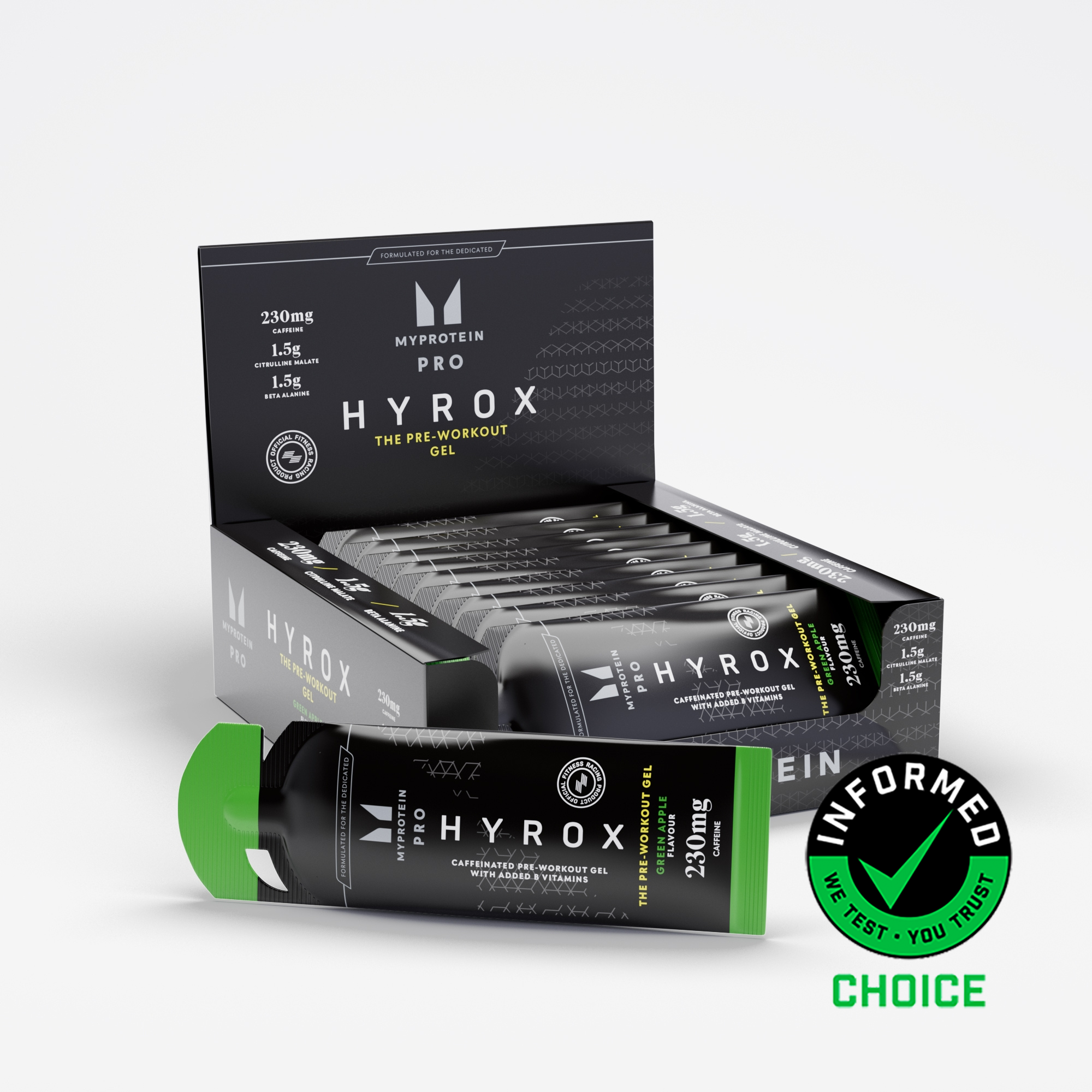 Pre-Workout Gel - 12 x 50g - Green Apple (HYROX Edition) Fotografija 1