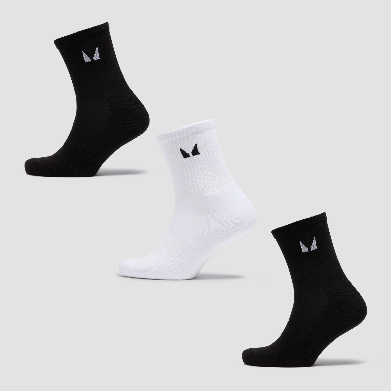 MP Unisex Crew Socks (3 Pack) - Black/White - UK 6-8 Fotografija 1