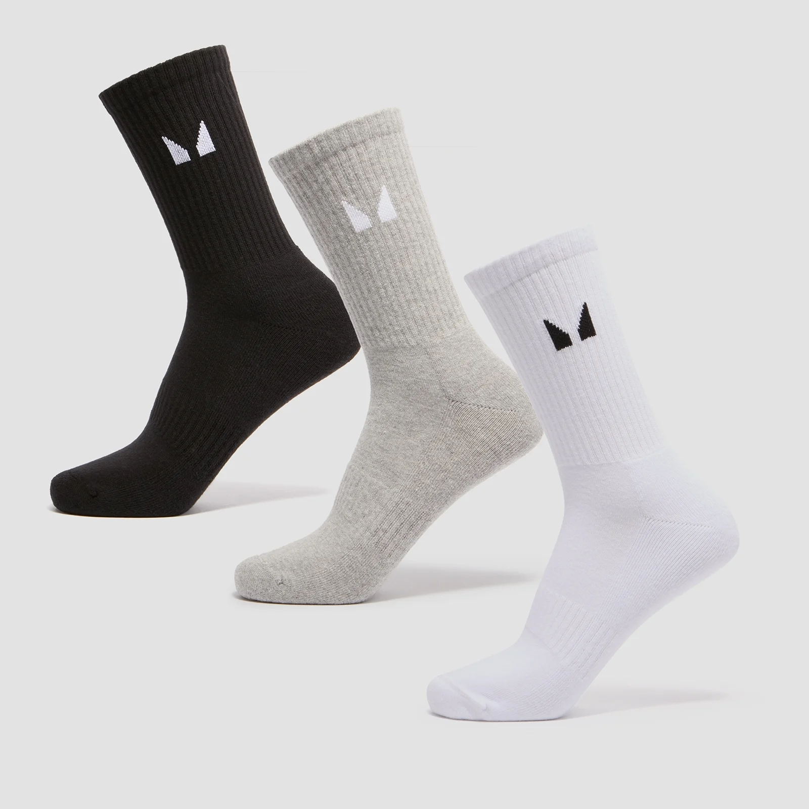 MP Unisex Crew Socks (3 Pack) - White/Black/Grey Marl - UK 6-8 Fotografija 1