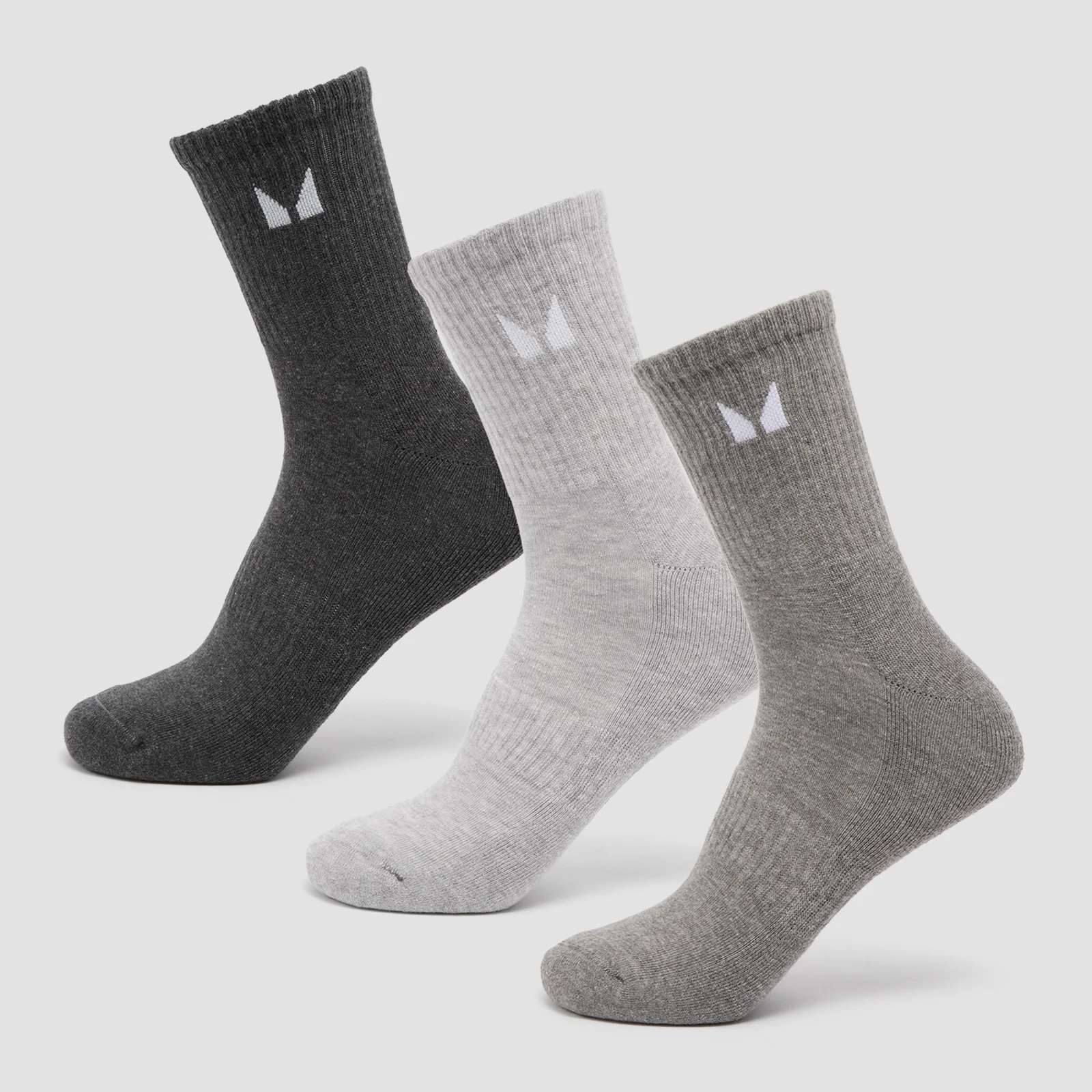 MP Unisex Crew Socks (3 Pack) - Grey - UK 12-14 Fotografija 1