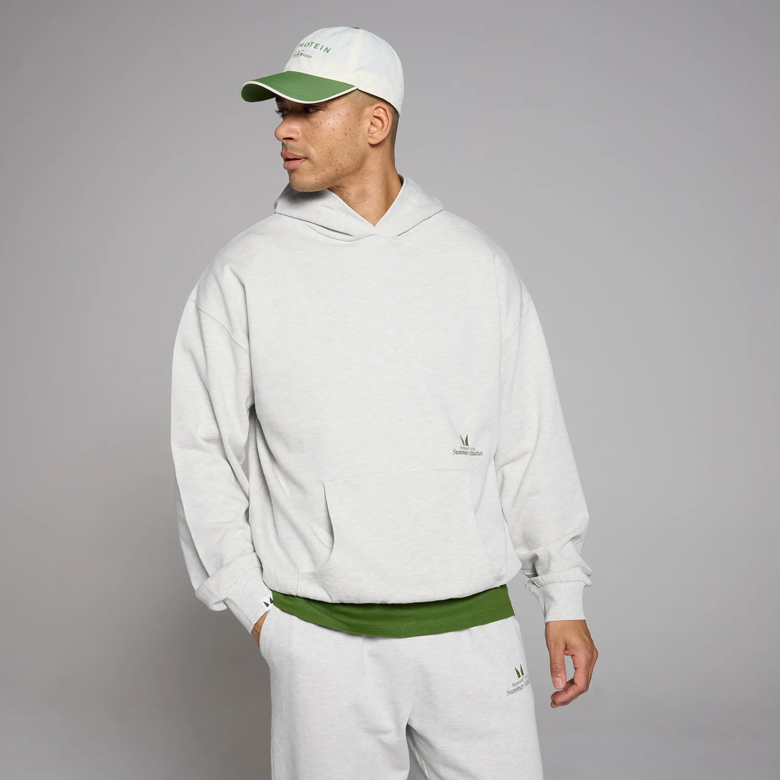 MP Lifestyle predimenzionirana majica s kapuljačom - Grey Marl - S-M Fotografija 1