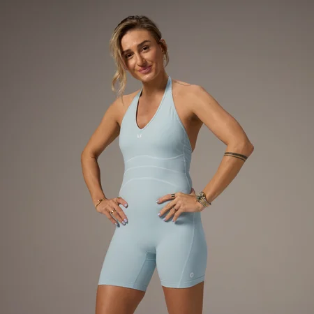 MP X Tatiana Contrast kombinezon kratkih hlača s halter ovratnikom - Light Aqua