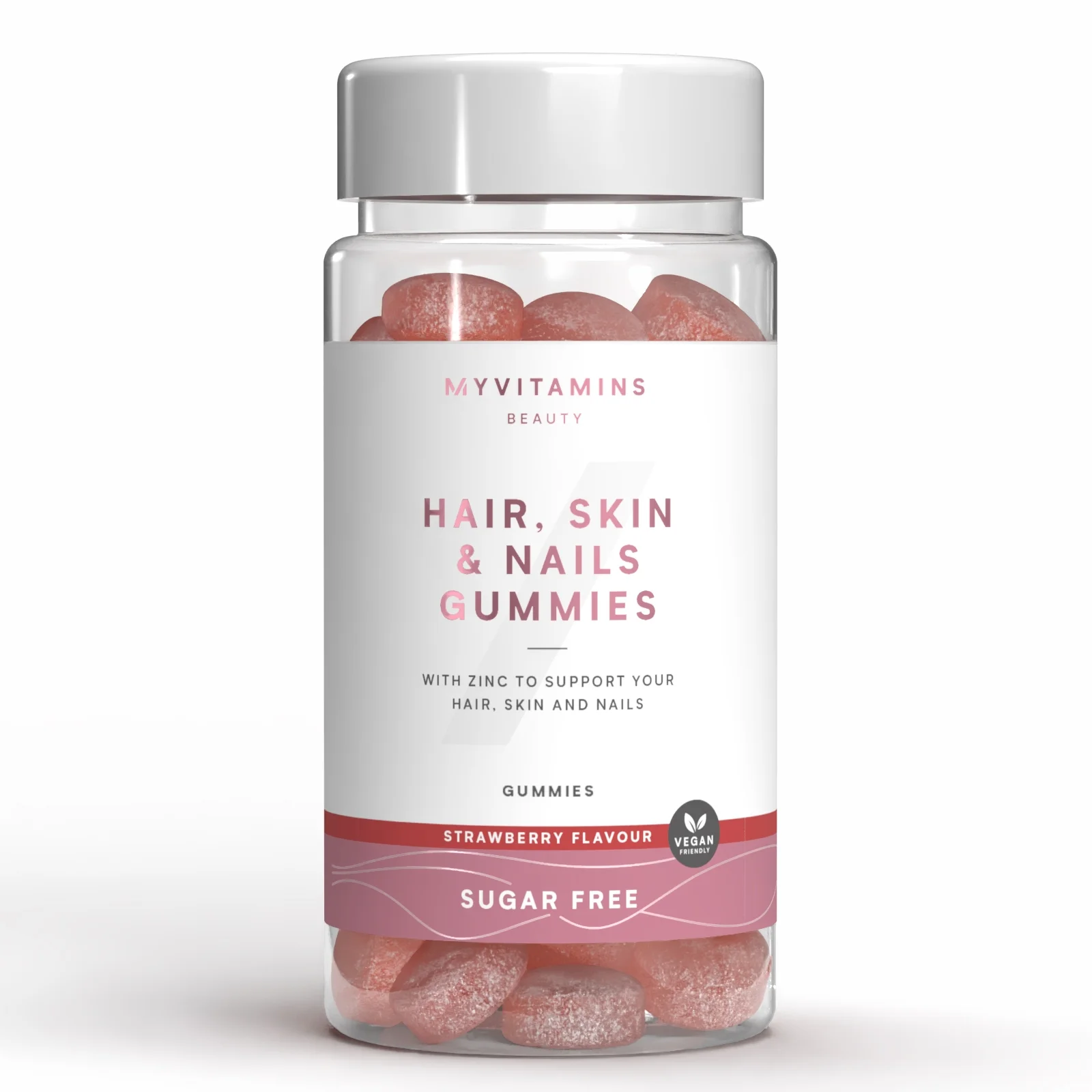 Myvitamins Hair Skin and Nails Gummies - 60 Gummies - 30Porcija - Sugar Free Strawberry Fotografija 1