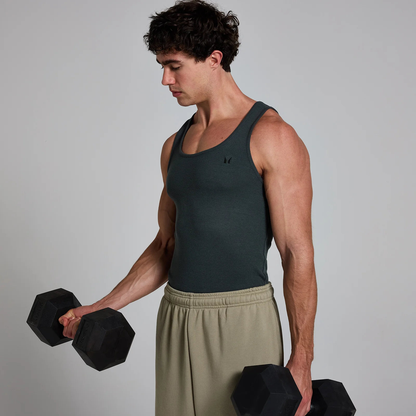 MP Men's Lift Ribbed Muscle Fit Tank - Washed Black - XS Fotografija 1