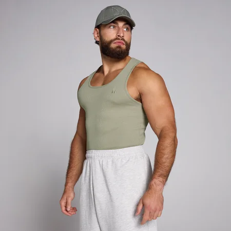 MP muška rebrasta majica bez rukava Muscle Fit – tamna kadulja
