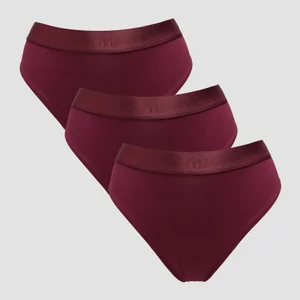 MP ženske bikini gaćice srednje visine (paket od 3 komada) – tamno ljubičasta - Size XS