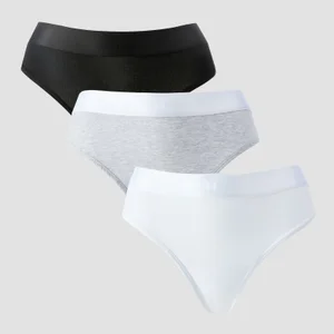 MP ženske tange srednje visine (paket od 5 komada) – bijela/crna/sivi mramor - Size XS