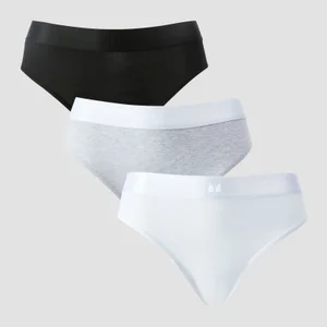 MP ženske bikini gaćice srednje visine (paket od 5 komada) – bijela/crna/sivi mramor - Size S