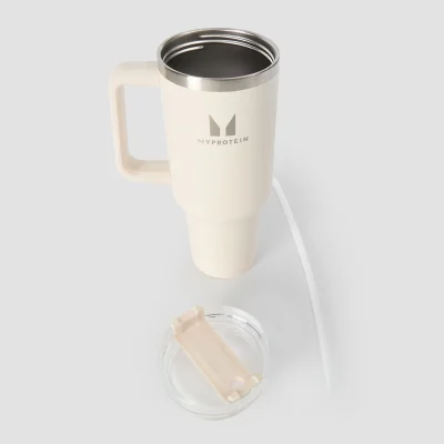 Myprotein metalna boca sa bočnom ručkom i slamkom 1200ml - kremasta Fotografija 6