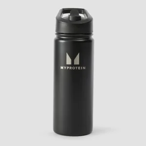 Myprotein reciklirana metalna boca sa slamkom na preklop 500 ml – crna - Colour Black