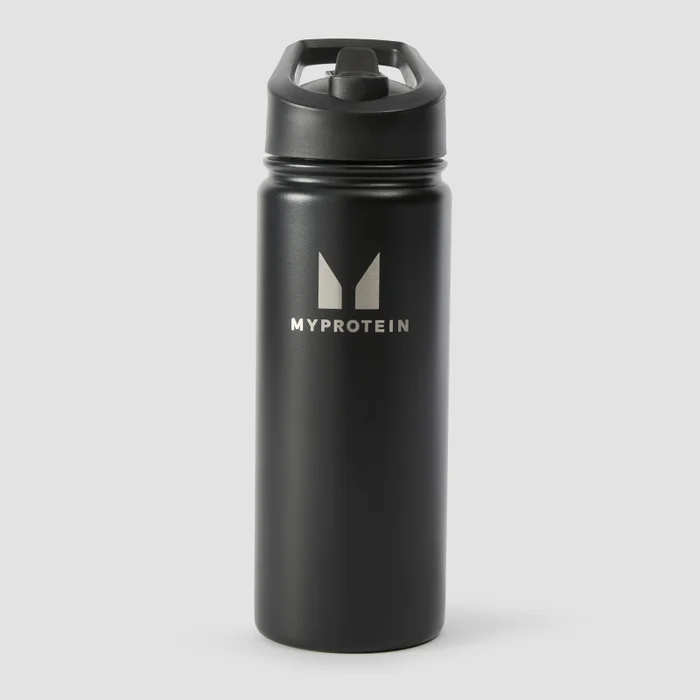 Myprotein reciklirana metalna boca sa slamkom na preklop 500 ml – crna