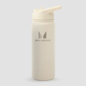 Myprotein reciklirana metalna boca sa slamkom na preklop 500 ml – prirodno krem - Colour Natural Cream