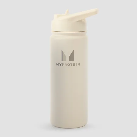 Myprotein reciklirana metalna boca sa slamkom na preklop 500 ml – prirodno krem