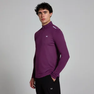 MP muška mrežasta majica Active s patentnim zatvaračem 1/4 – boja šljive - Size S