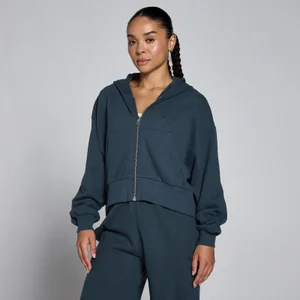 MP ženska lagana majica s kapuljačom od loopback tkanine s patentom - Faded Blue - Size XS