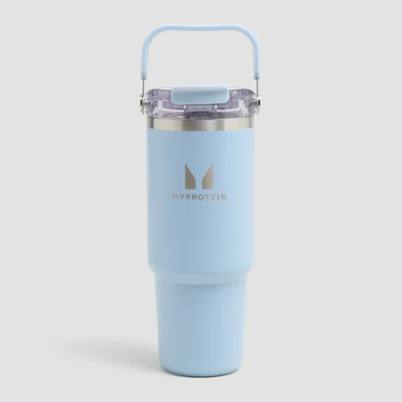 Myprotein metalna boca od recikliranog materijala s ručkom i slamkom 900 ml - baby plava