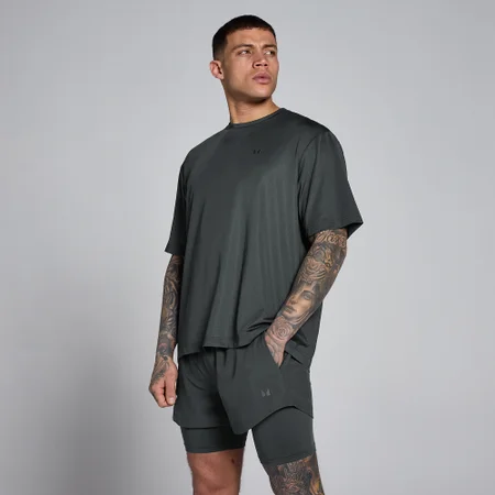 MP muška hibridna oversized mrežasta majica - Washed Black