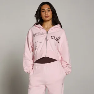 Ženska MP Move Club Graphic lagana loopback majica s kapuljačom i patentom - Blush - Size L