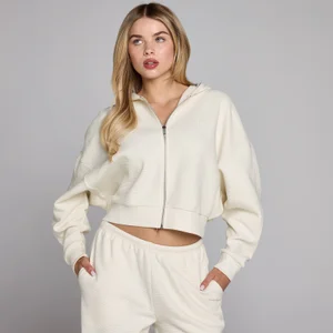 Ženska MP Waffle majica s kapuljačom i patentom - bež - Size XS