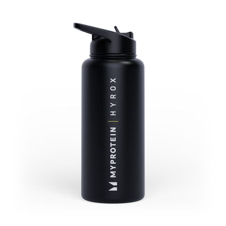 Myprotein Hyrox reciklirana metalna boca s preklopnom slamkom 1 L - crna
