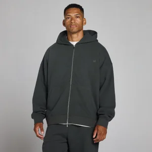 MP muška oversized loopback majica s kapuljačom i dvosmjernim patentom - Washed Black - Size M