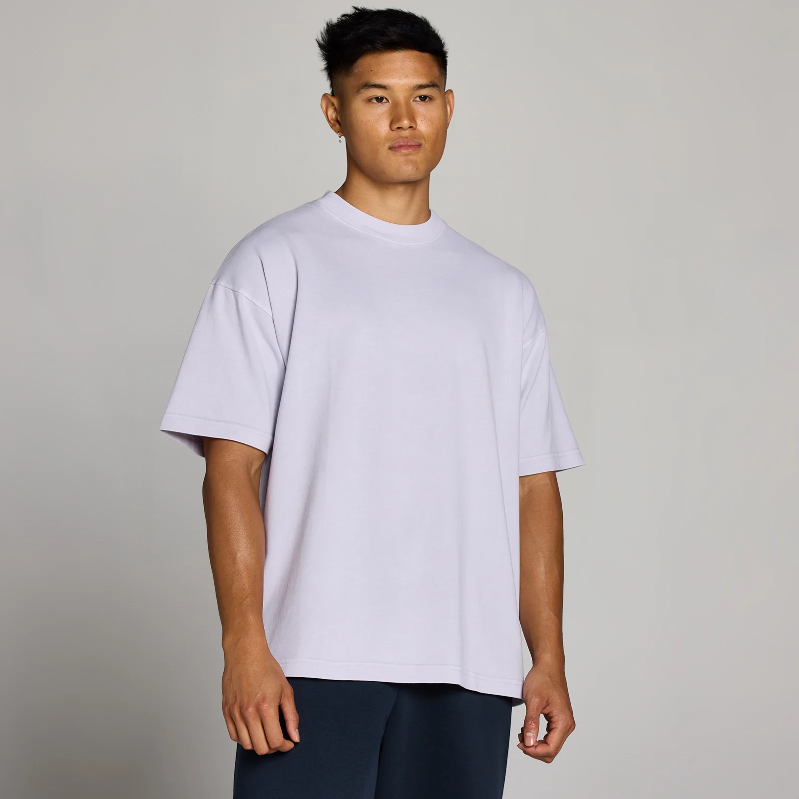 MP muška Washed oversized pamučna majica - Lilac Grey - XS Fotografija 1